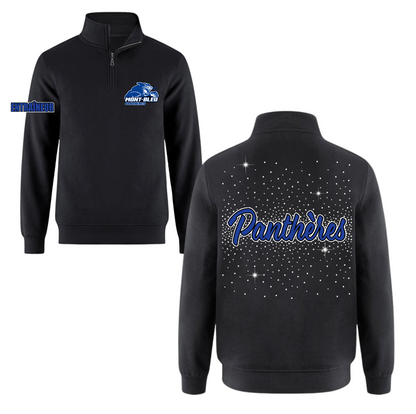 Panthères - 1/4 de zip rhinestones (entraîneur)